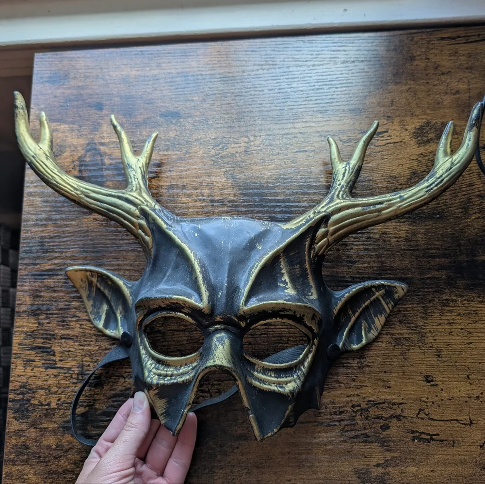 Deer Elk Horned Haunted Animal Spirit Half Mask